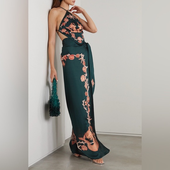 Clio Peppiatt The Vanguard Mermaid Embellished Printed Voile Maxi Wrap Skirt XL - Picture 1 of 7